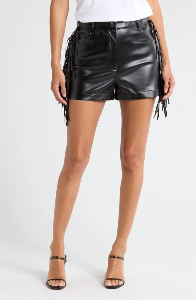 19 Cooper Faux Leather Fringe Trim Shorts 1