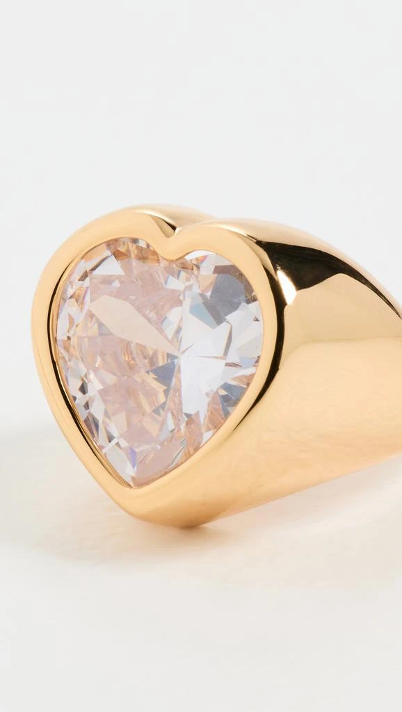Timeless Pearly Gold Plated Ring with Crystal Heart 3