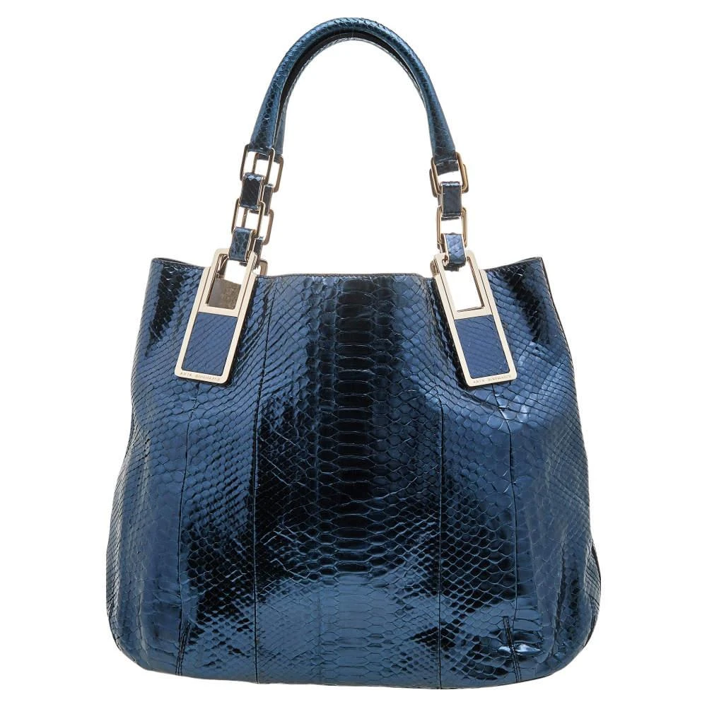 Anya Hindmarch Anya Hindmarch Metallic Blue Python Hector Tote 1