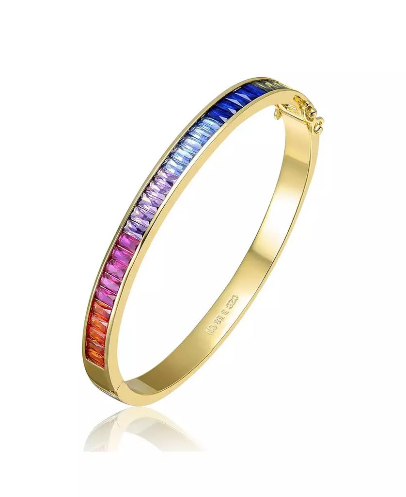 Rachel Glauber 14K Gold Plated with Multi-Colored Cubic Zirconia Bangle Bracelet
