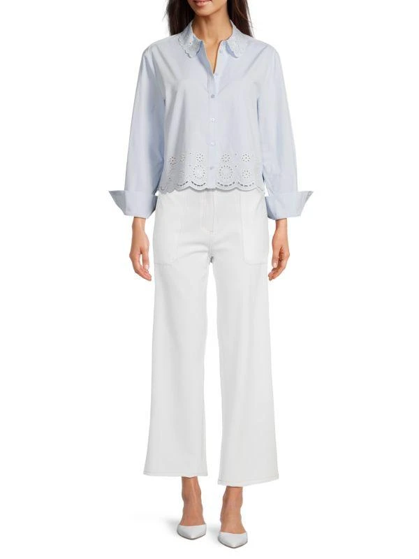 Saks Fifth Avenue Eyelet Emboirdery Scalloped Shirt 2