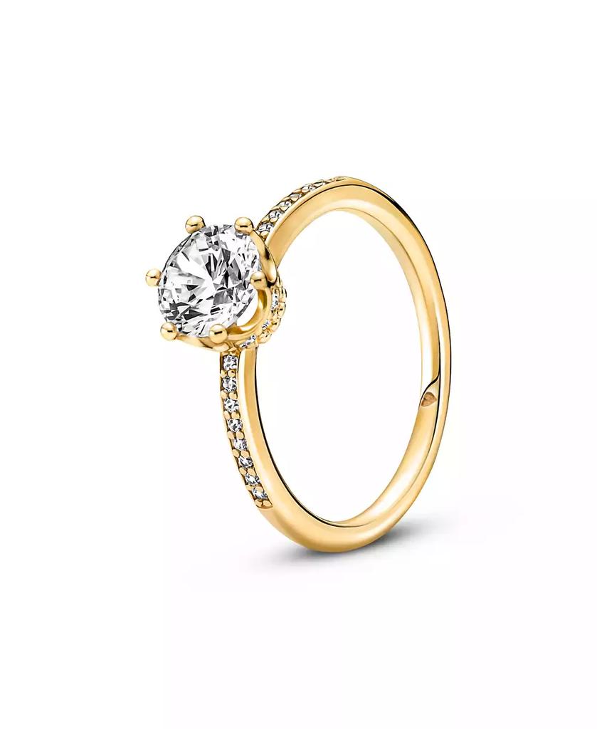 PANDORA Cubic Zirconia Moments Clear Sparkling Crown Solitaire Ring