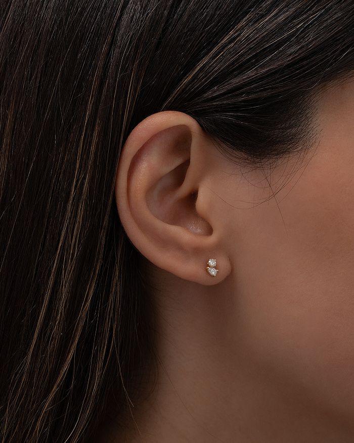 Zoe Lev 14K Yellow Gold Diamond Pear & Round Toi et Moi Stud Earrings