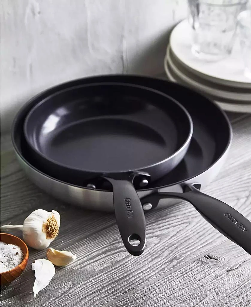 Greenpan Venice Pro Noir Tri-Ply Stainless Steel 2 Piece Nonstick Frying Pan Set 2