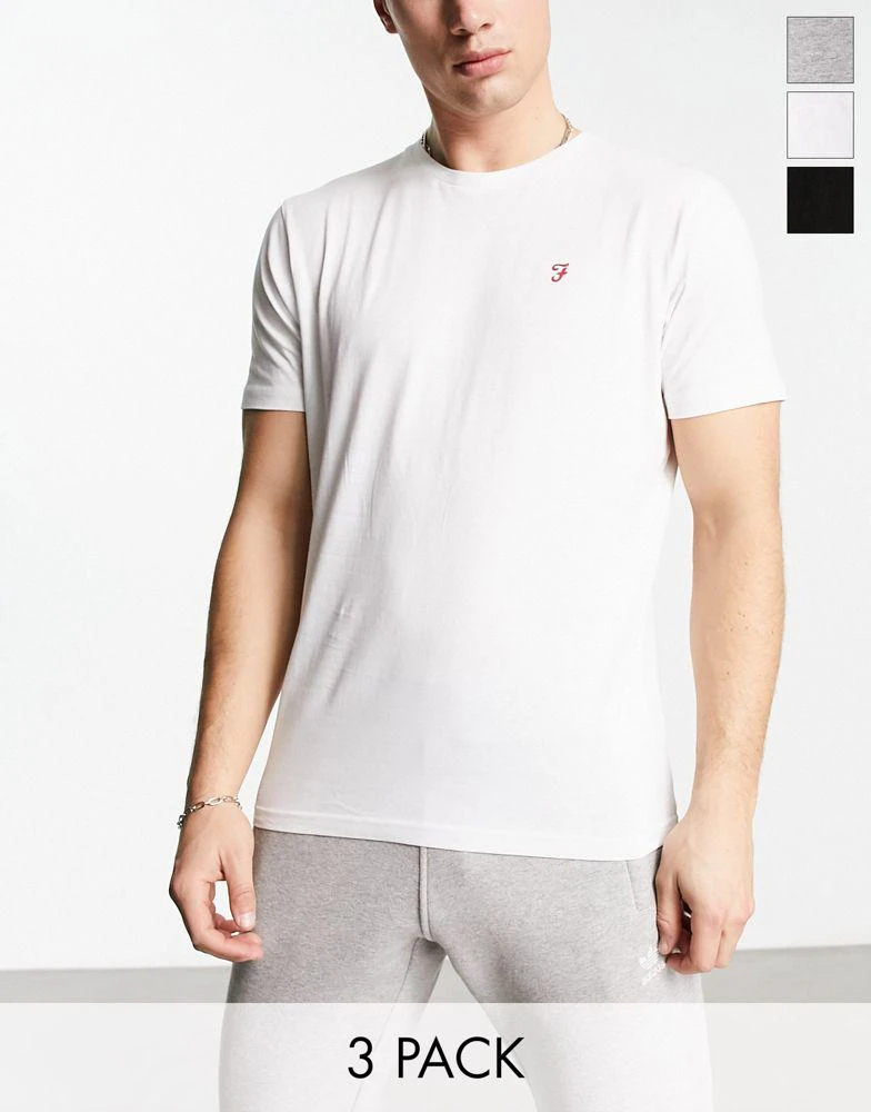 Farah Farah 3 pack t-shirts in black grey and white 1