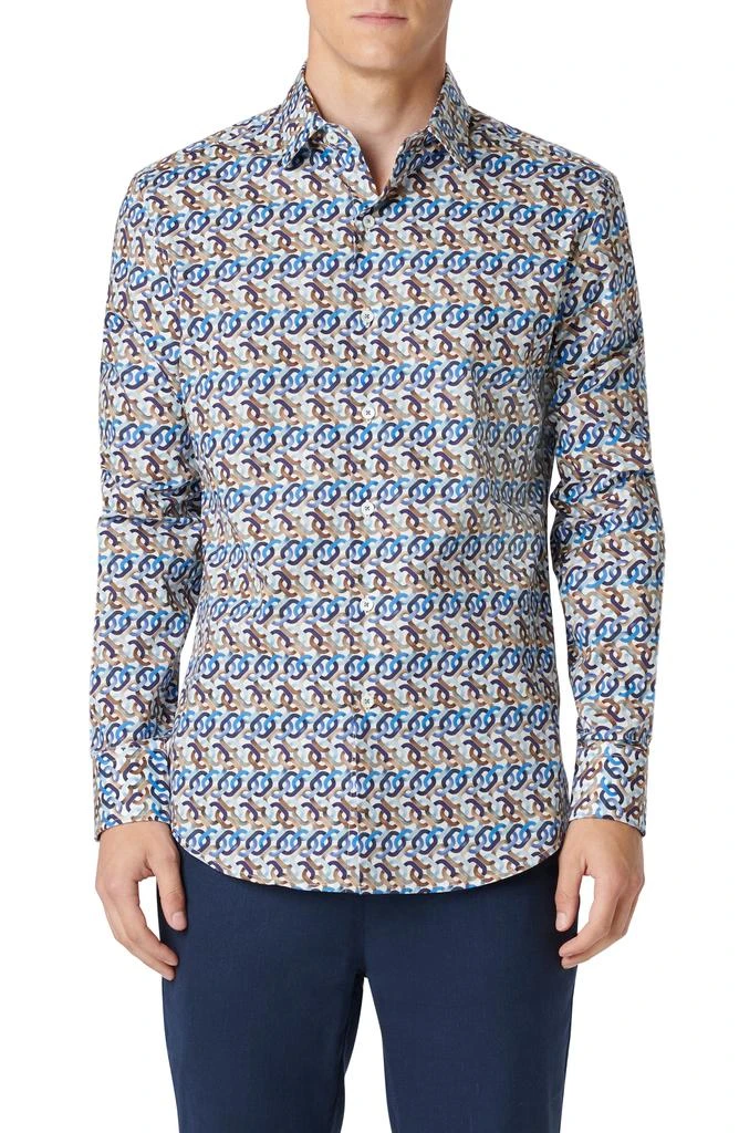 BUGATCHI Julian Chain Link Print Stretch Button-Up Shirt 1