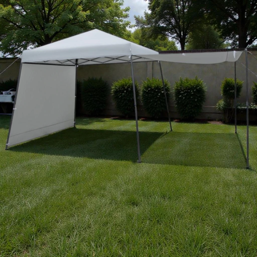 Hivvago Quick Setup 10x10 Ft Folding Canopy with Side Panels and Dual Awnings