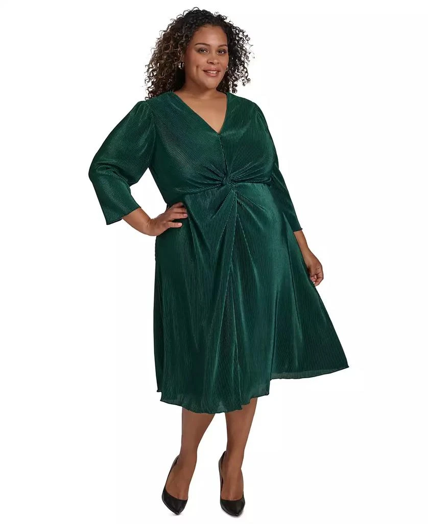 Jessica Howard Plus Size 3/4-Sleeve Twist-Front Dress 1