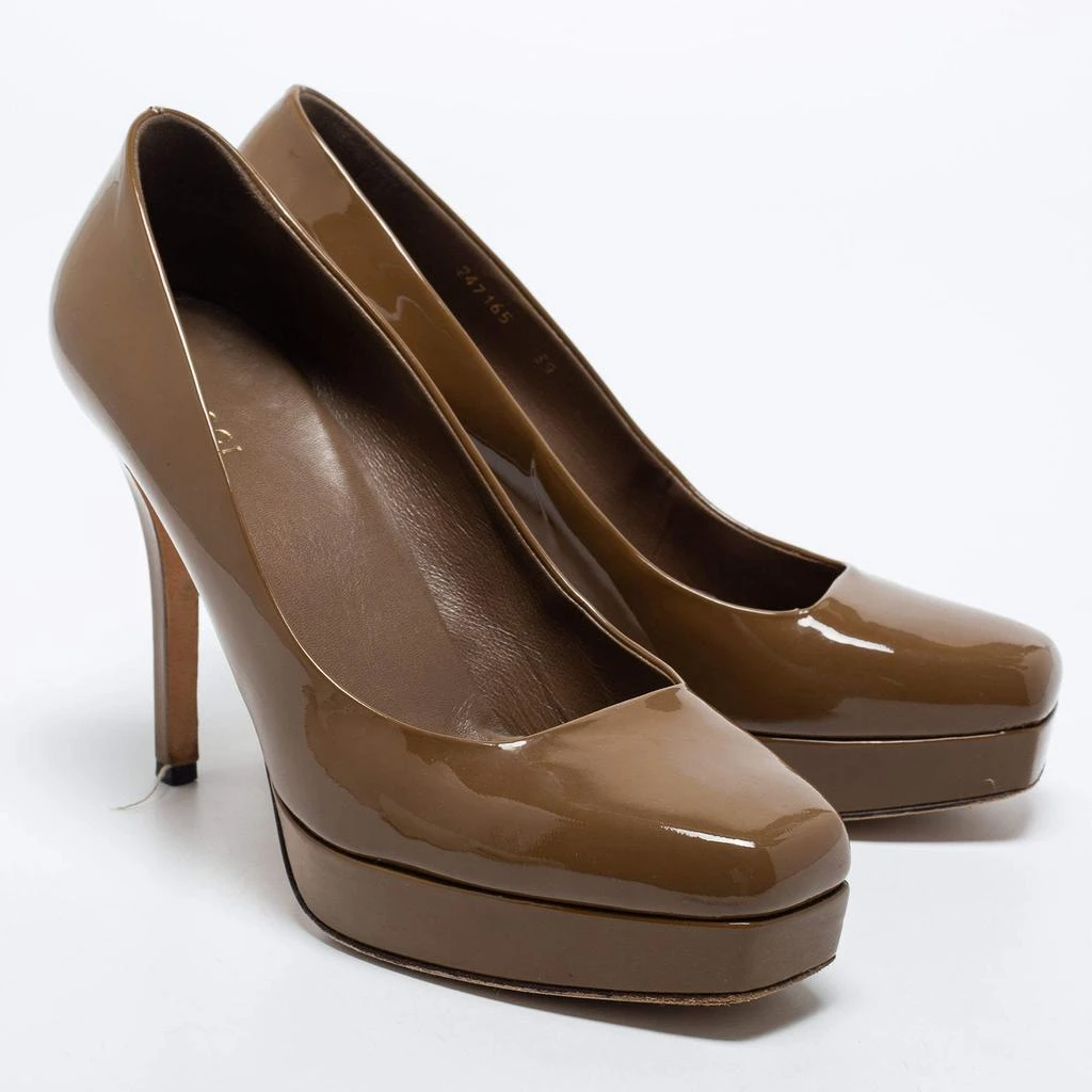 Gucci Gucci Olive Green  Patent Leather Tile Square Toe Platform Pumps Size 39 4