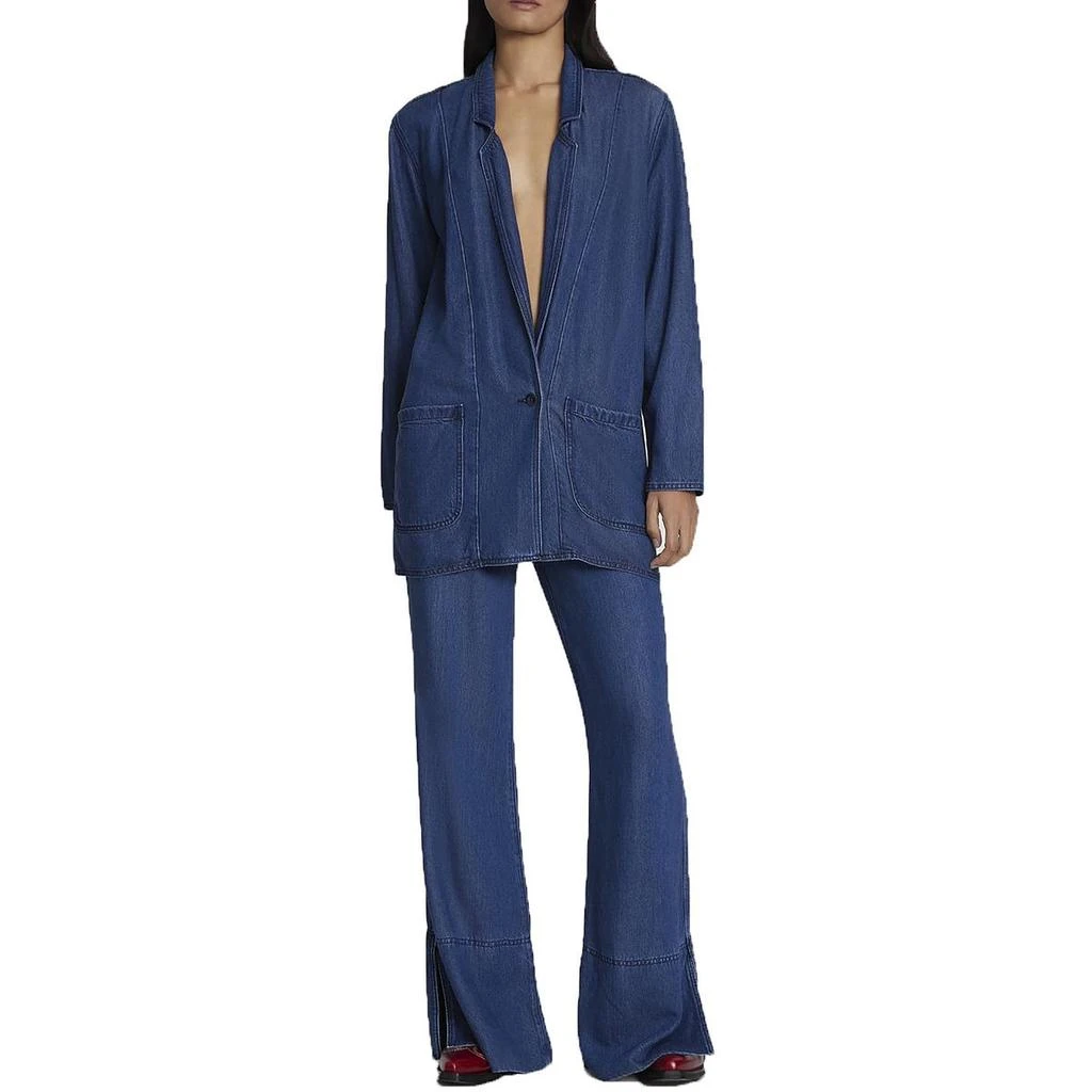 7 For All Mankind Womens Unlined Denim One-Button Blazer 1