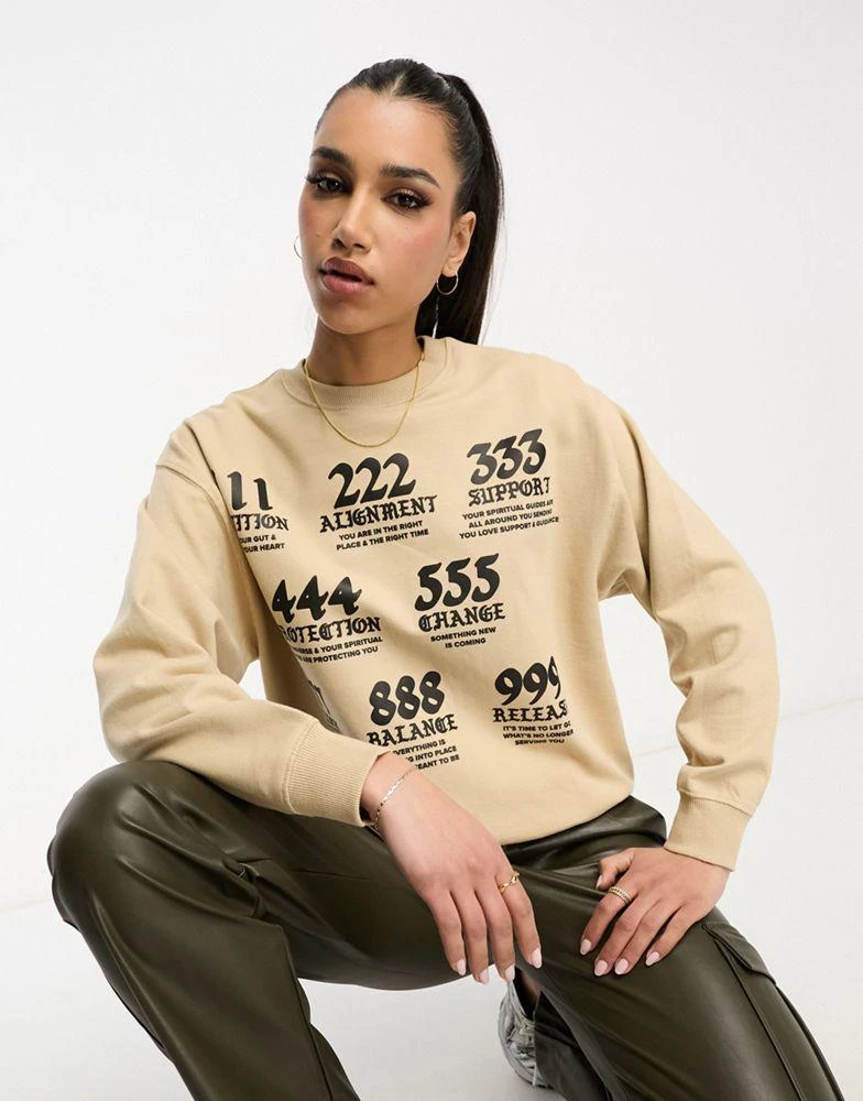 Honour HNR LDN angel numbers sweatshirt in natural 1