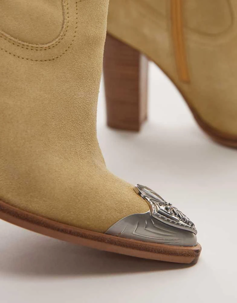 Bronx Bronx New-Americana heeled western ankle boots in yellow suede 3