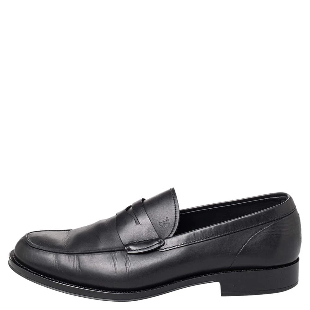 Tod's Tod's Black Leather Penny Slip On Loafers Size 45 2