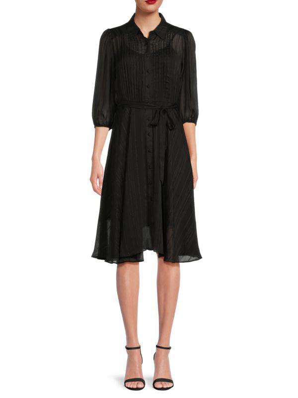 Nannette Pintuck Striped Midi Dress