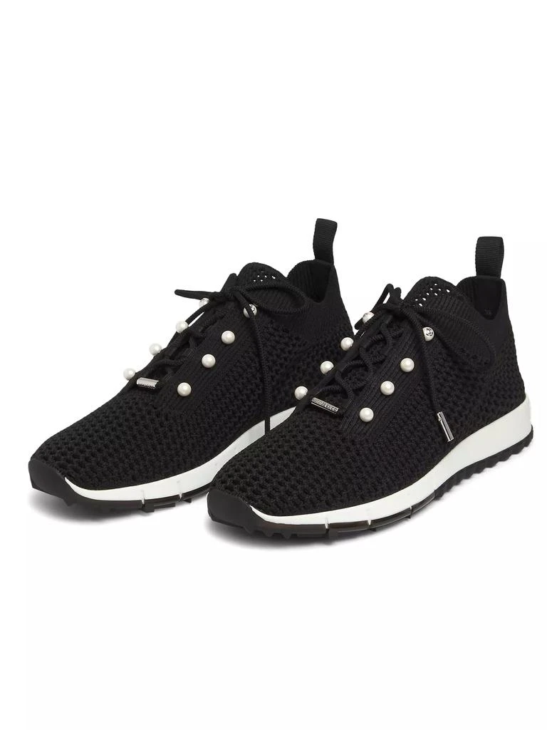 Jimmy Choo Veles Faux Pearl-Embellished Crocheted Sneakers 2
