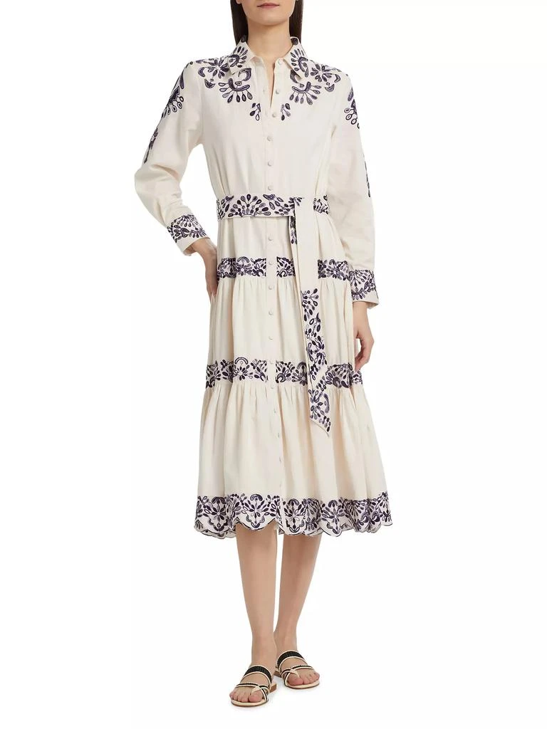 FIGUE Molly Embroidered Cotton Midi-Shirtdress 3