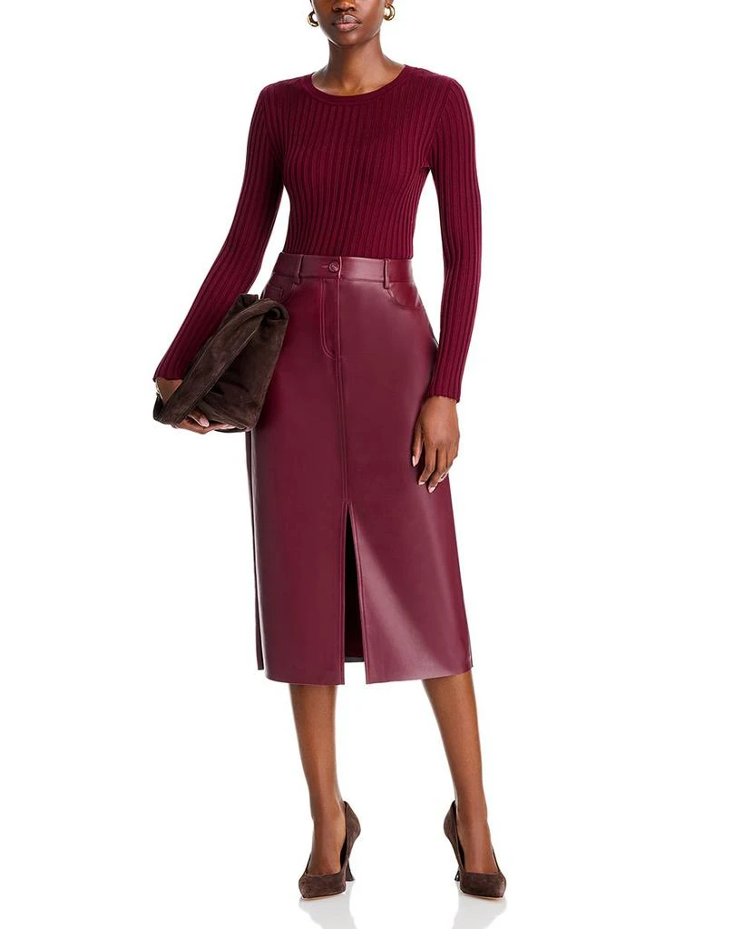 T Tahari Faux Leather Slim Midi Skirt 2