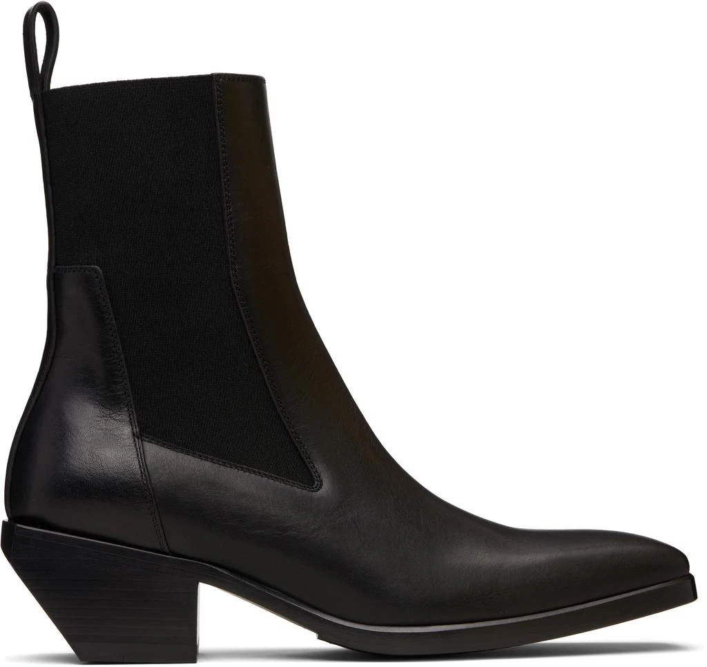 Rick Owens Black Concordians Heeled Sliver Chelsea Boots 1