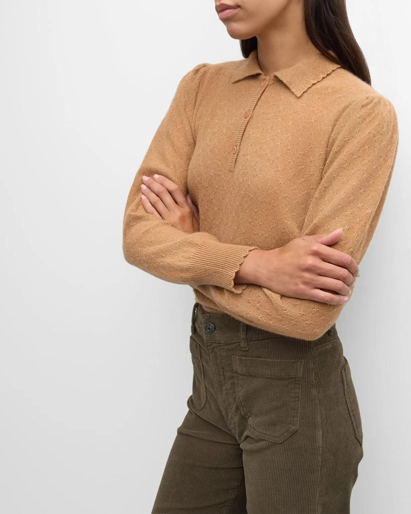 FRAME Scalloped Cashmere Polo Sweater 7