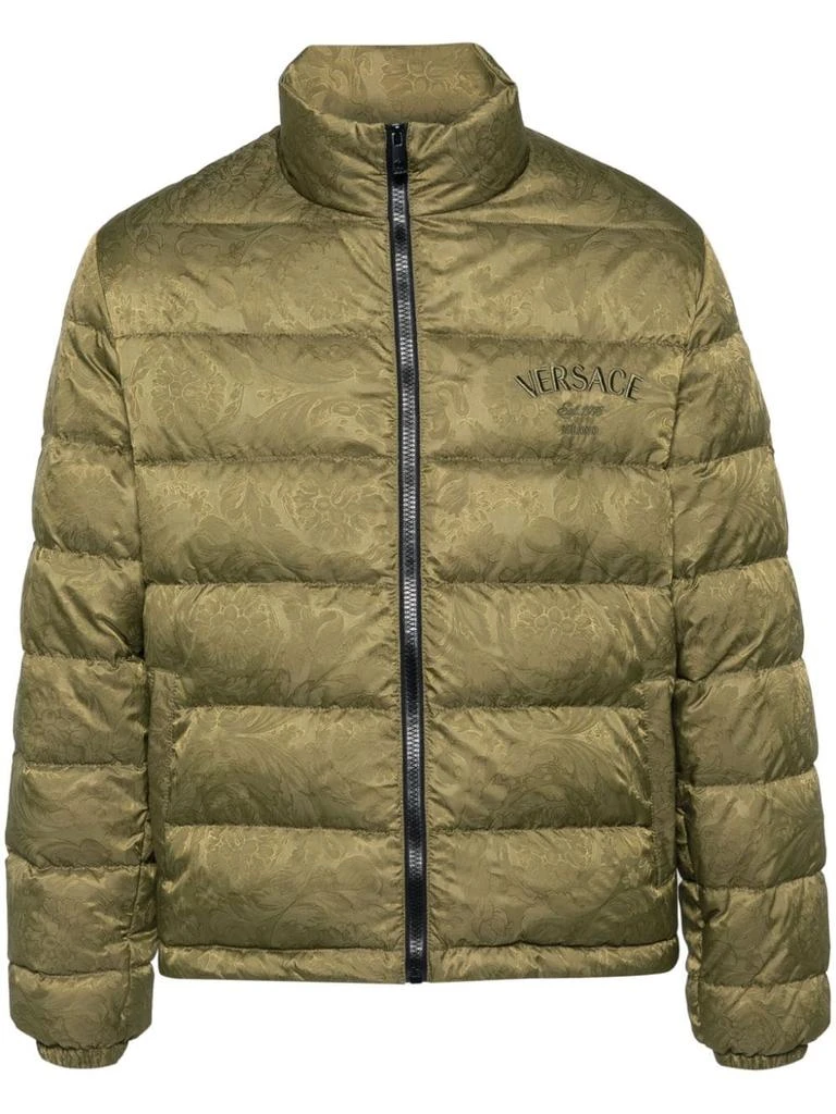Versace Olive Green Textured Finish Padded Jacket