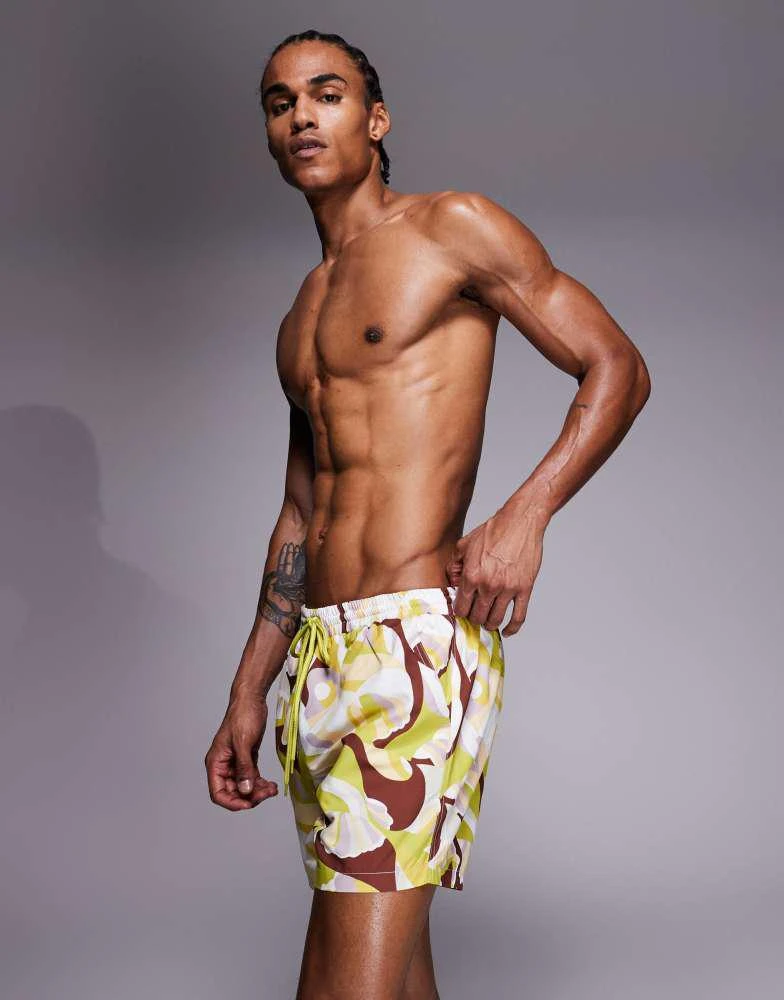 South Beach South Beach retro geo print swimshort in brown 3