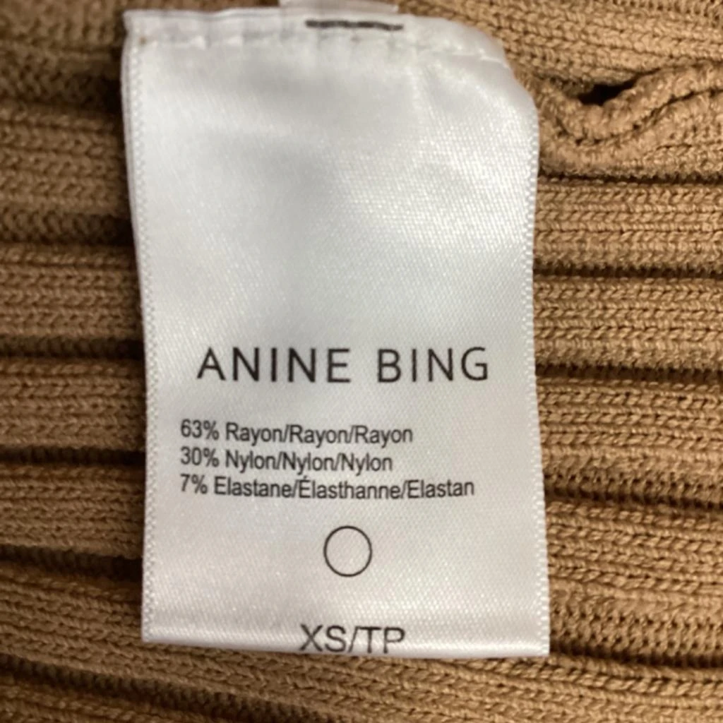 ANINE BING Joslyn Rib Knit Cardigan in Brown Rayon 5
