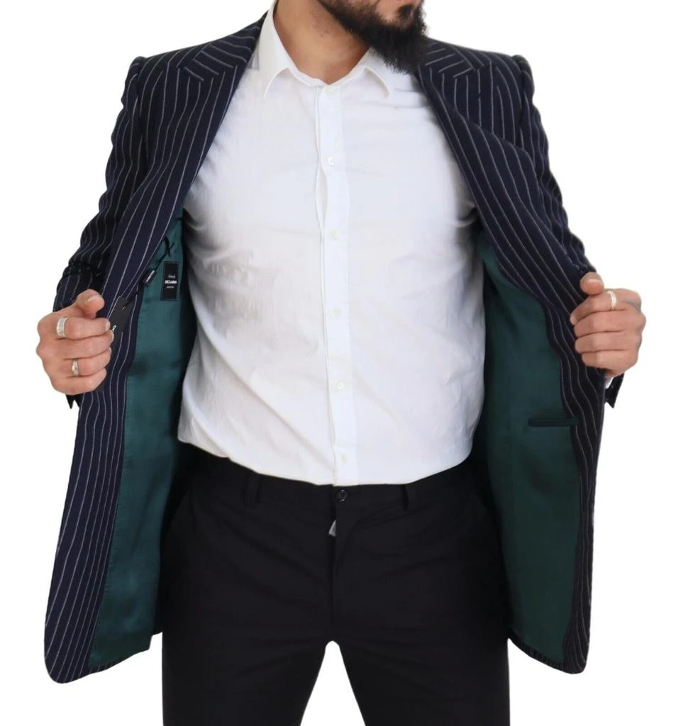 Dolce & Gabbana Dolce & Gabbana Dark Blue Stripe Wool Single Breasted Blazer 6