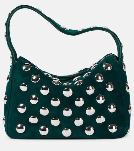 Khaite Elena Small studded suede shoulder bag 1