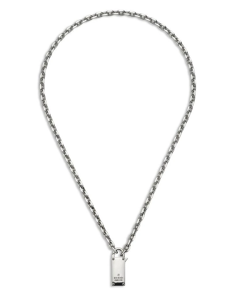 Gucci Sterling Silver Trademark Lock Clasp Pendant Necklace, 20" 1