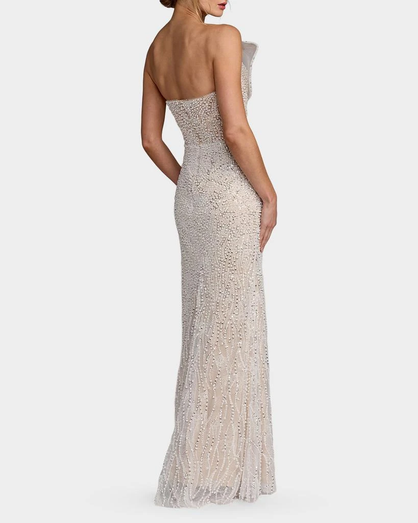 Mac Duggal Sequined Organza Strapless Bow Detail Column Gown 3