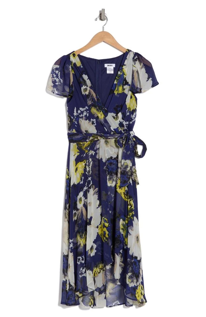 Floral Flutter Sleeve Faux Wrap Midi Dress  On Sale Now with Up to 72% Off  | Discover Exclusive Deals & Savings at BeyondStyle  Authentic DKNY dress| dresses|women|female|clothing with Limited-Time Discounts, Free
