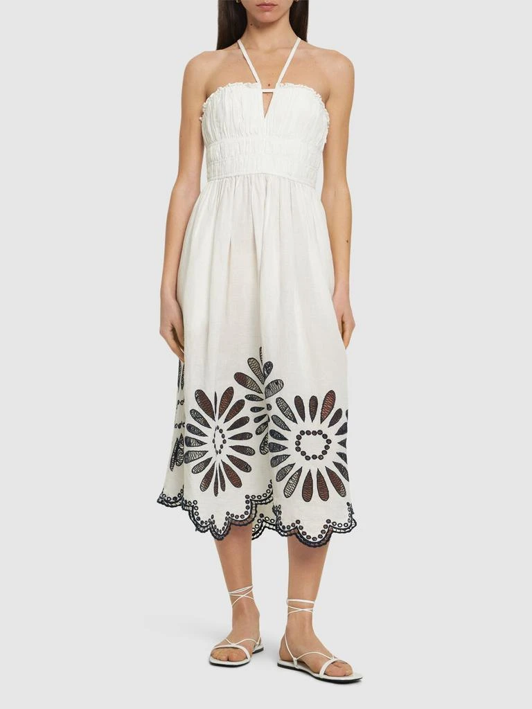 ULLA JOHNSON Beatrice Linen & Cotton Midi Dress 1