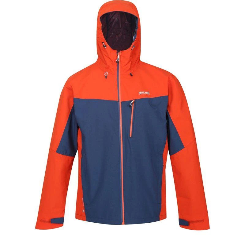 Regatta Mens Birchdale Waterproof Hooded Jacket Admiral Blue/Rusty Orange 1