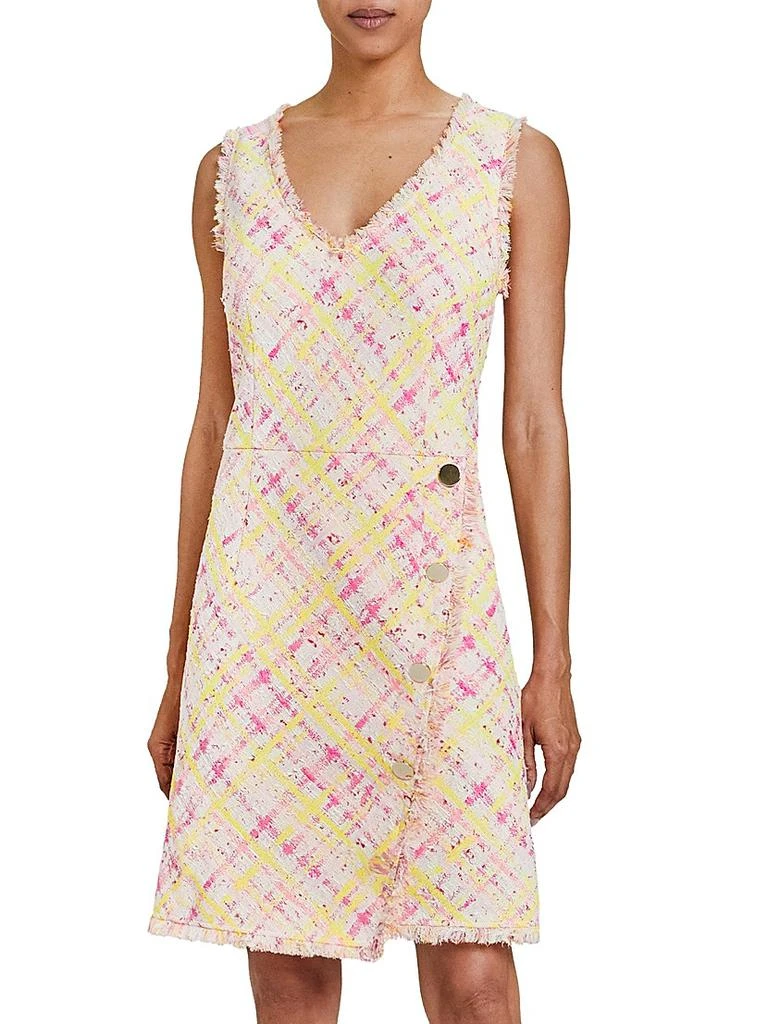 Santorelli Plaid Tweed Sleeveless Mini-Dress 3