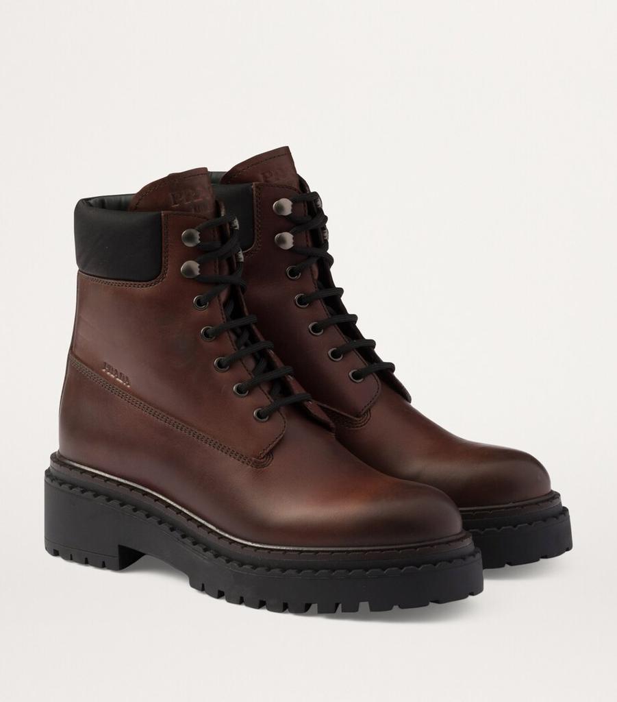 Prada Leather Re-Nylon-Trim Boots - Shoes