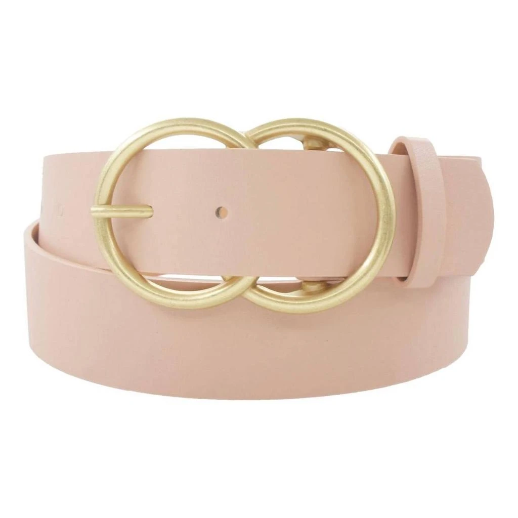 Pop Confetti Women
s Wide Vegan Leather Double Ring Belt In Blush Worn Gold
