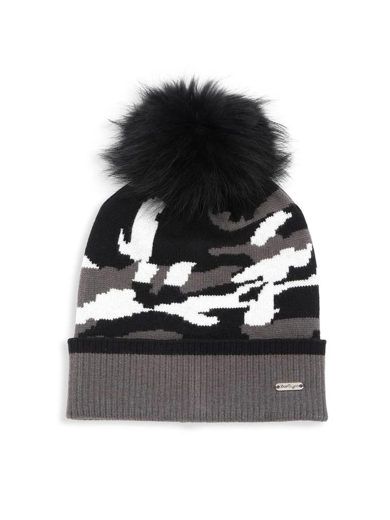 Bari Lynn Boy
s Fox Fur Pom-Pom Camo Beanie