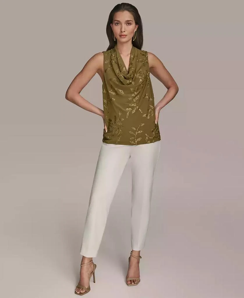 Donna Karan Women's Sleeveless Embellished Cowlneck Blouse 6