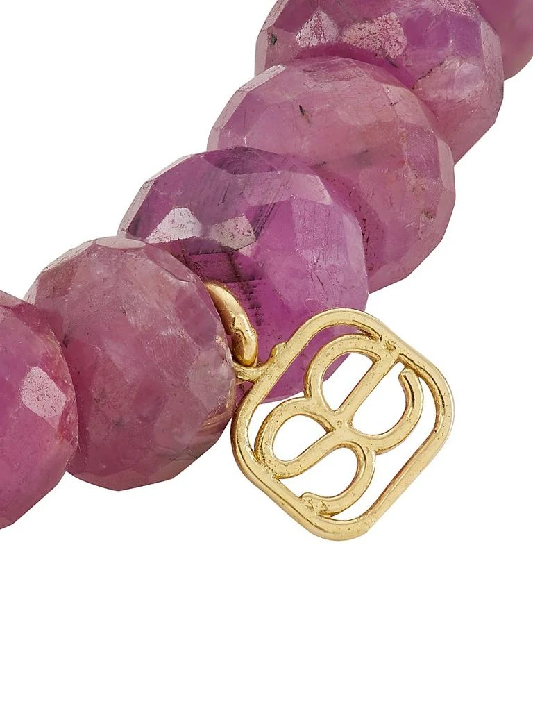 Sydney Evan 14K Yellow Gold, Pink Sapphire, 
0.36 TCW Diamond Beaded Stretch Bracelet 3
