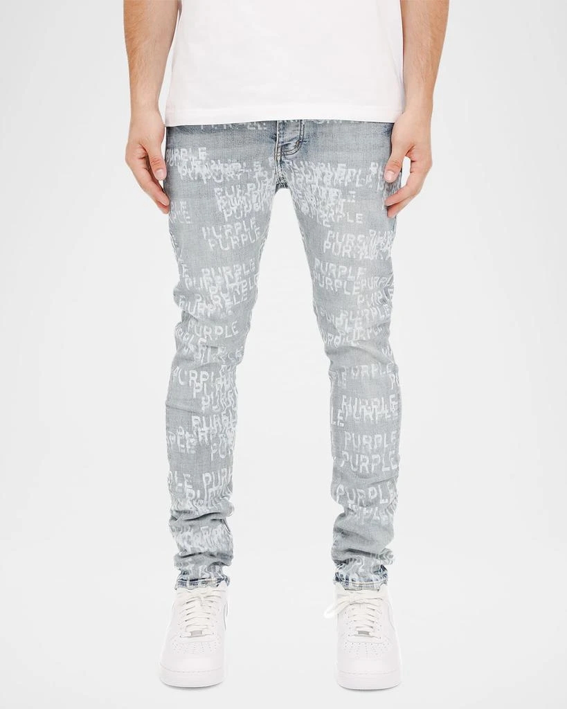 PURPLE Men's Repeat-Logo Skinny Jeans 3
