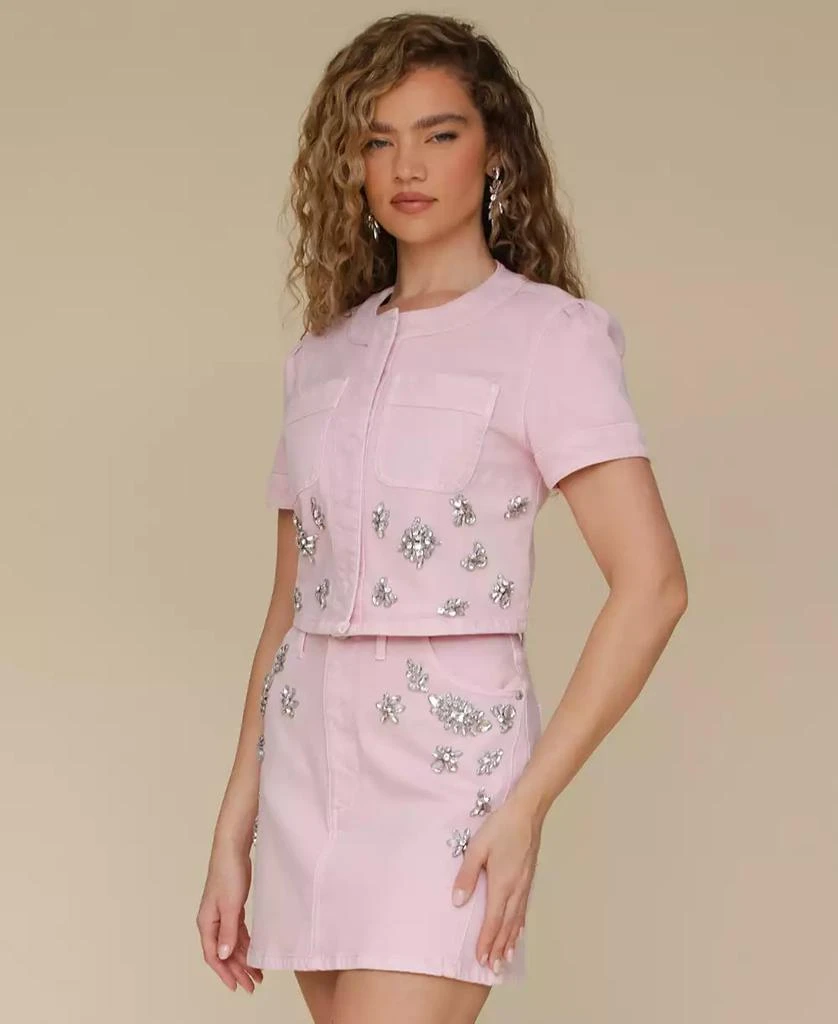 Avec Les Filles Women's Rhinestone-Trim Cropped Top 3