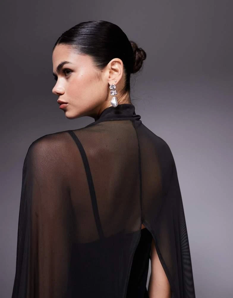 chinese dress ladies Rhoda Black Twist Halter-Neck Cape Maxi Dress – Club L London main image 1
