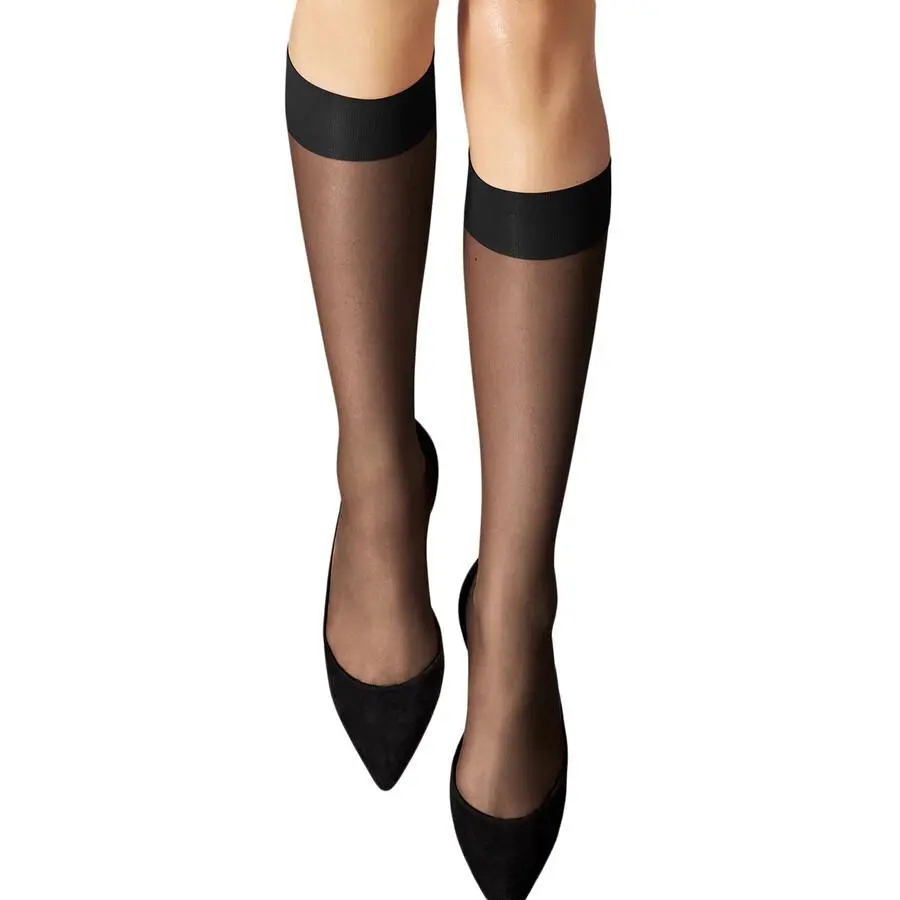 Wolford Wolford Ladies Nude 8 Sheer Knee-high Stockings In Black, Size Small