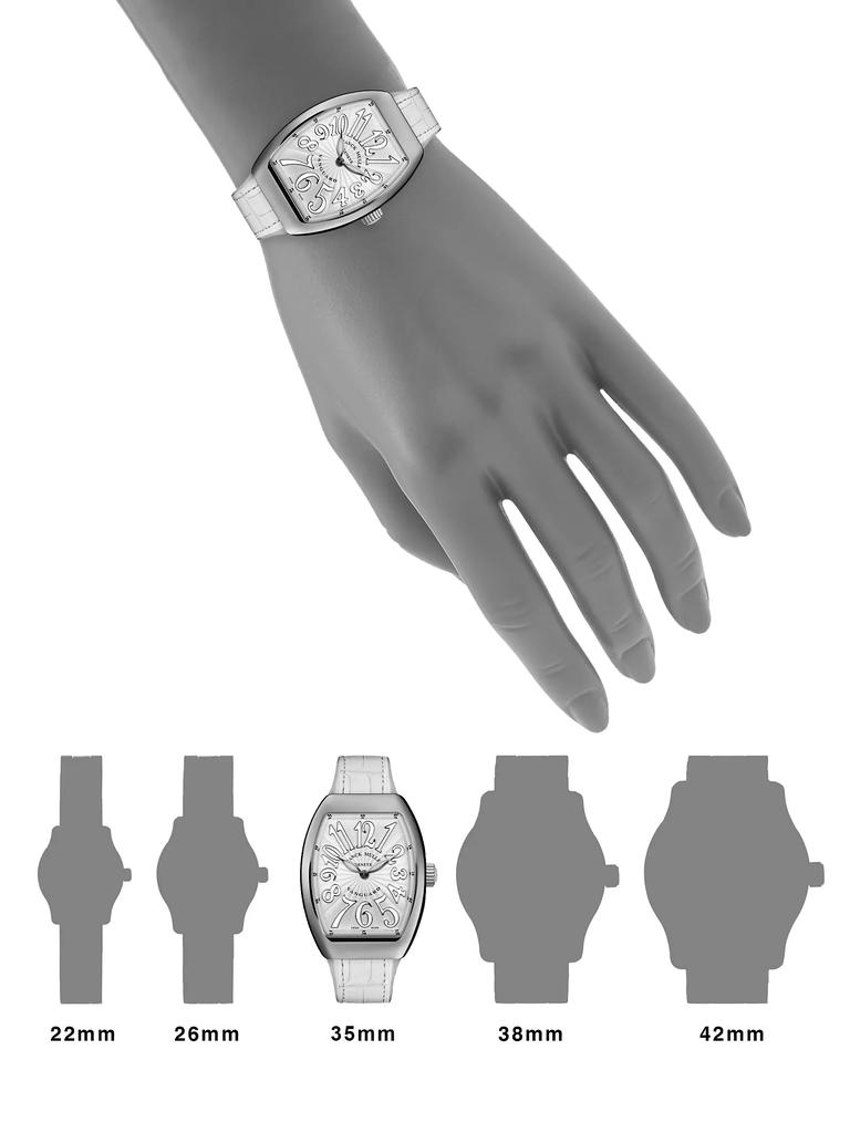 Franck Muller Lady Vanguard Stainless Steel & Croc-Embossed Leather Strap Watch