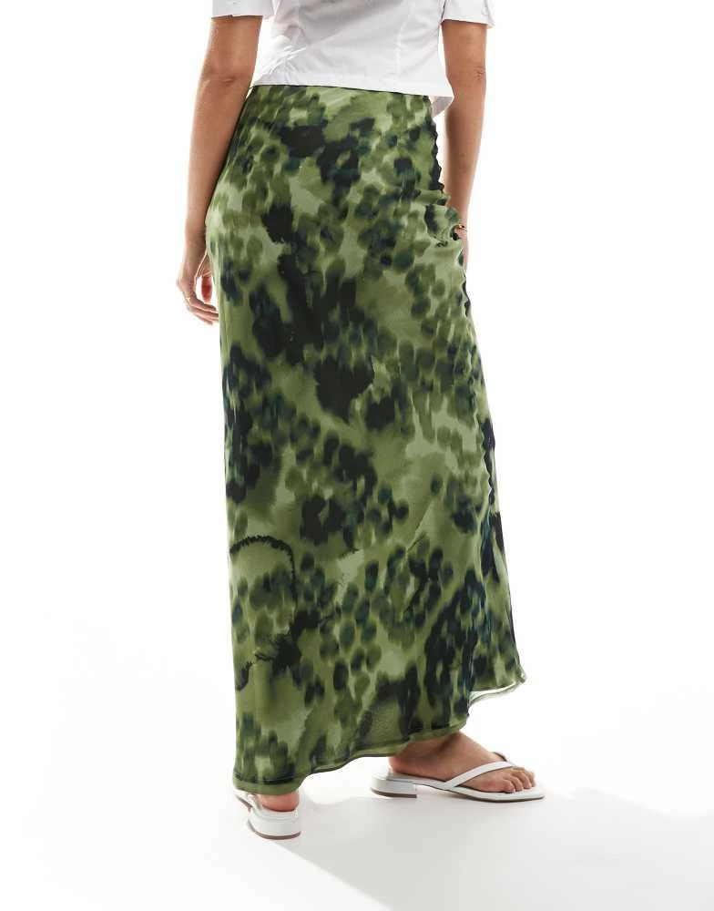 ASOS ASOS DESIGN chiffon maxi skirt print in smudge animal 2