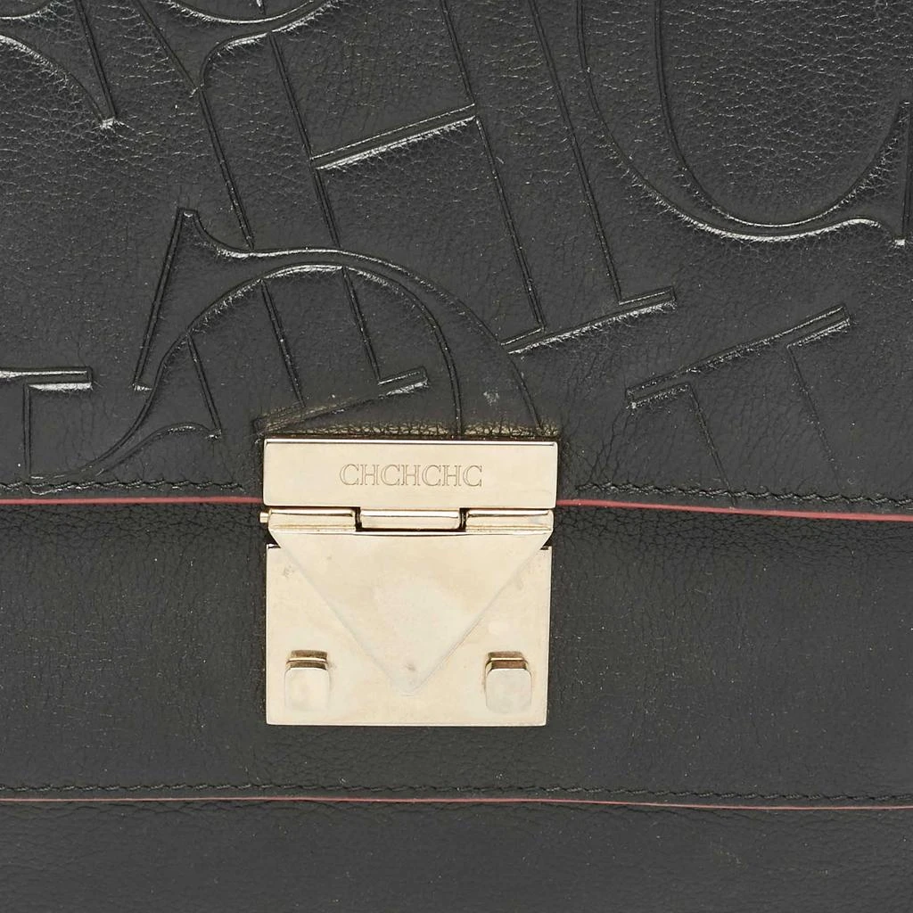 CH Carolina Herrera CH Carolina Herrera Black Embossed Leather Top Handle Bag 5