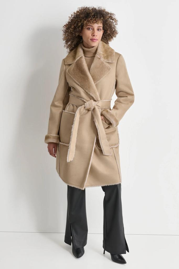 DKNY MINK BONDED SUEDE COAT