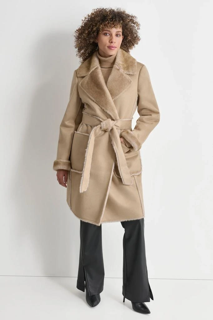 DKNY MINK BONDED SUEDE COAT 1