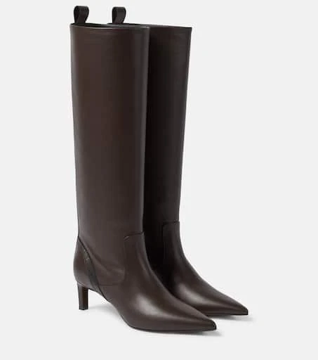 Brunello Cucinelli Embellished leather knee-high boots 1