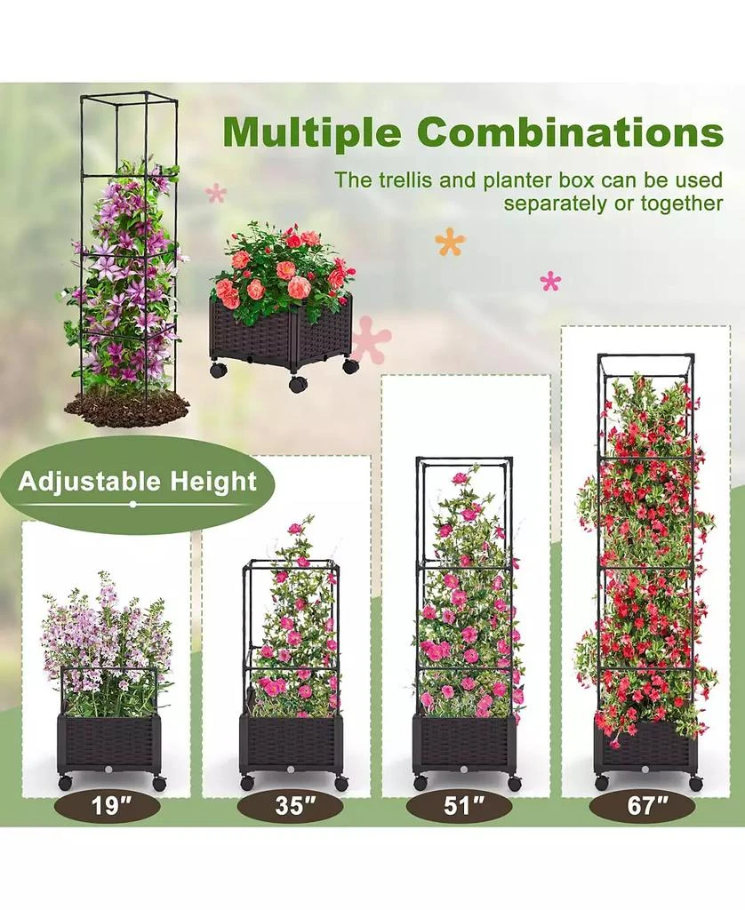 GIVIMO 67 Inches Raised Garden Bed with Planter Box and Trellis 10